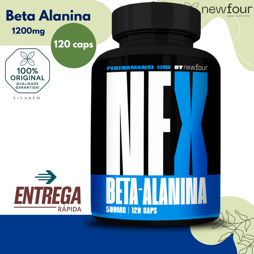 Beta Alanina 1200mg 120 Cápsulas 100% Pura - Energia e Resistência - New Four