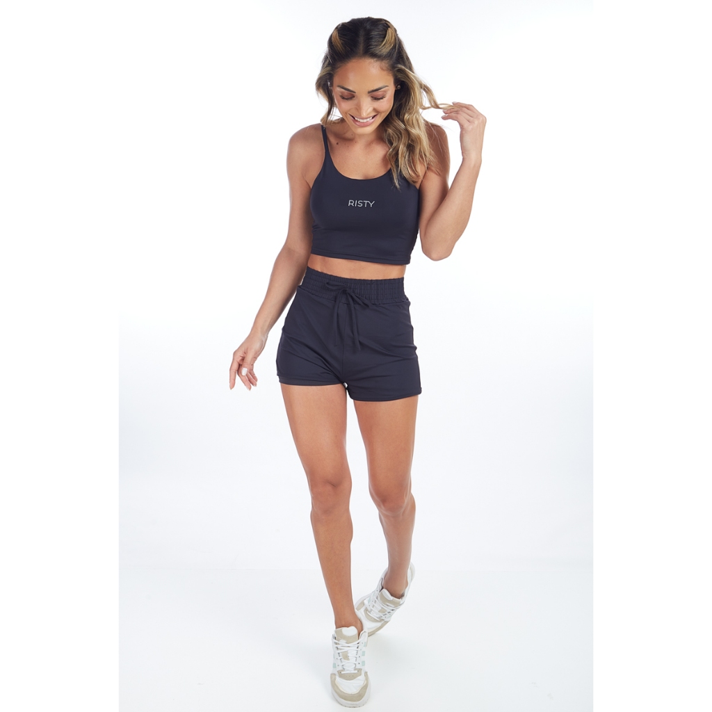 Conjunto Feminino Top Cropped e Shorts Fitness Academia Poliamida Zero Transpaência Safira em Oferta na Shopee