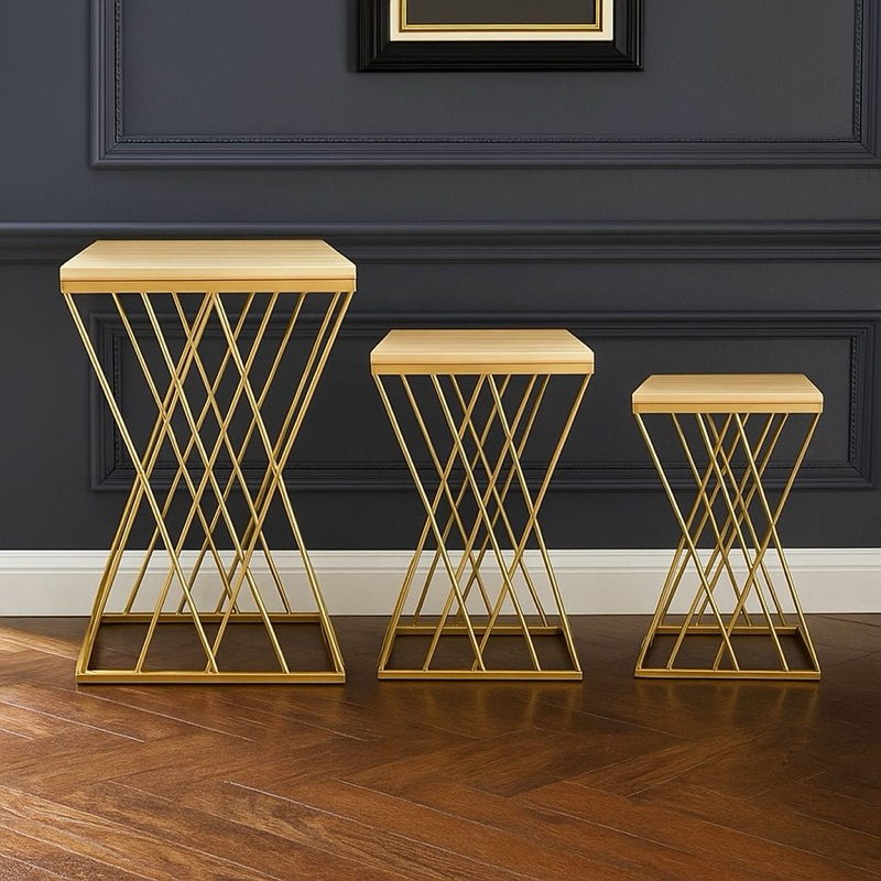 Kit Mesa Treliça 3 Peças Para Festas Ferro Dourada Festa Casamento Eventos em Oferta na Shopee