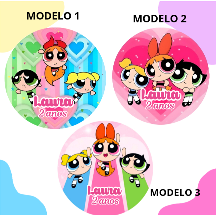 60/100 Adesivos Personalizados 5x5 cm Tema Meninas Superpoderosas  Ideal para Lembrancinhas, festas, decoração