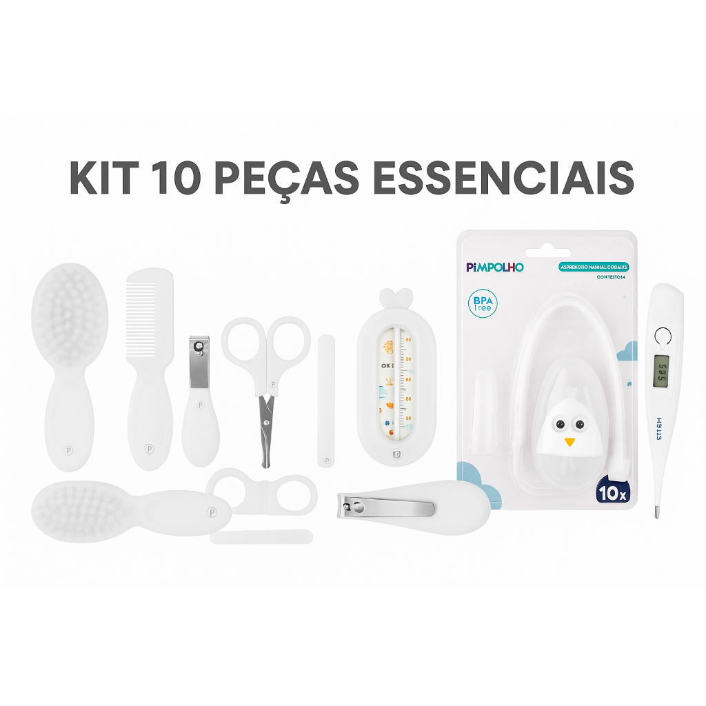 Kit Higiene Bebê 10 Peças Pimpolho e G-Tech – Completo para Cuidados Diários