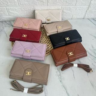 Carteira Feminina Longa De Couro Fosco Vintage Com Três Dobras/Multifuncional De Grande Capacidade em Oferta na Shopee