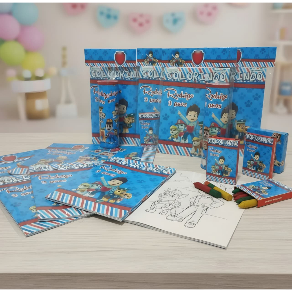 Kit Patrulha Canina Livrinho Lembrancinha de aniversário para Colorir Livro Infantil Personalizado