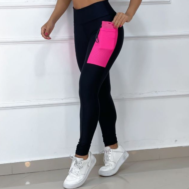 Calça Legging com Bolso lateral Feminina Suplex Cós Alto Academia Fitness em Oferta na Shopee