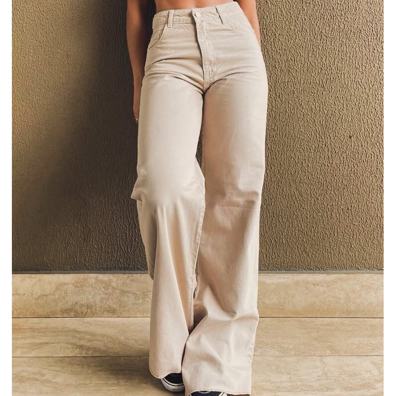 calça jeans feminina wide leg empina bumbum vários cores em Oferta na Shopee