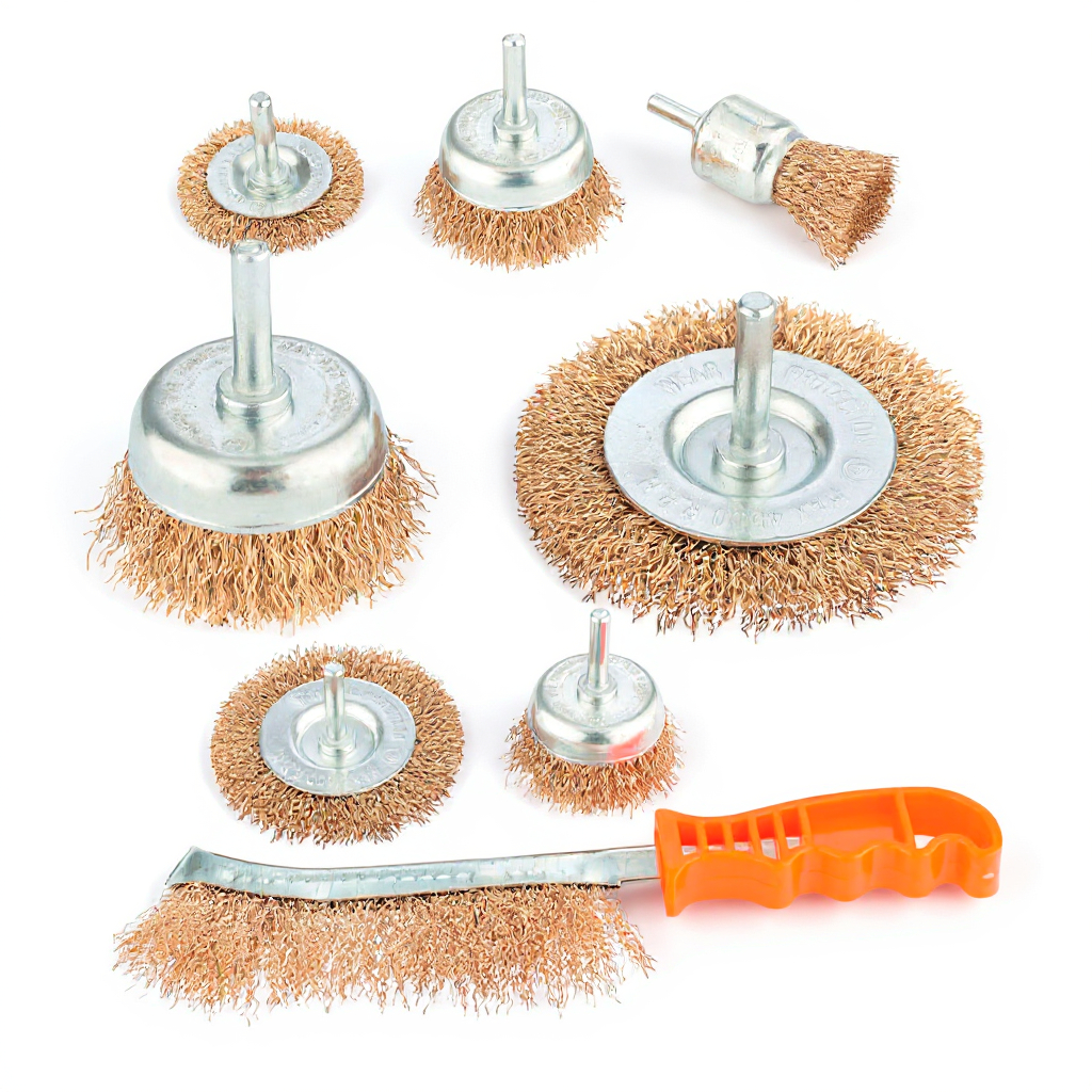 Jogo Escova de Aço Furadeira Circular Copo e Pincel Limpeza e Raspagem