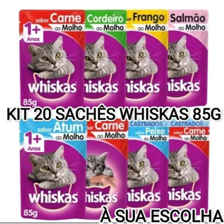 KIT 20 SACHÊS WHISKAS ADULTO 1+ GATO 85G em Oferta na Shopee