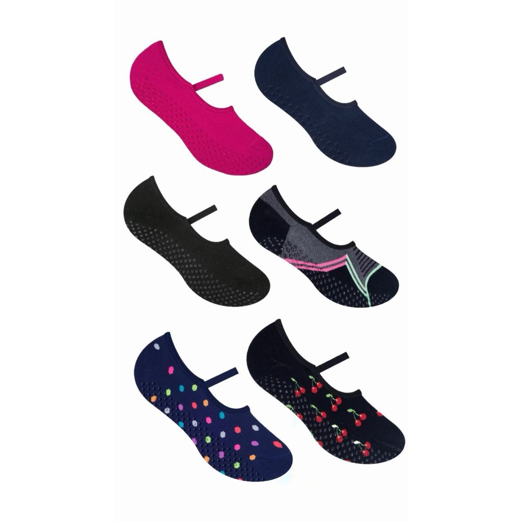 Kit 2 Pares Meia Sapatilha Pilates Feminina Adulto Selene