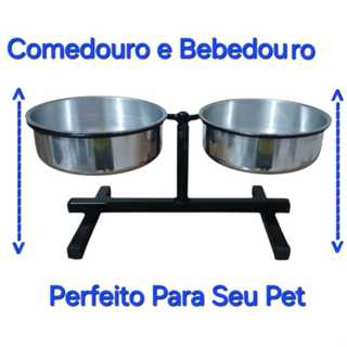 Bebedouro e Comedouro Duplo com Regulagem de Altura Para Cachorros e Gatos em Oferta na Shopee