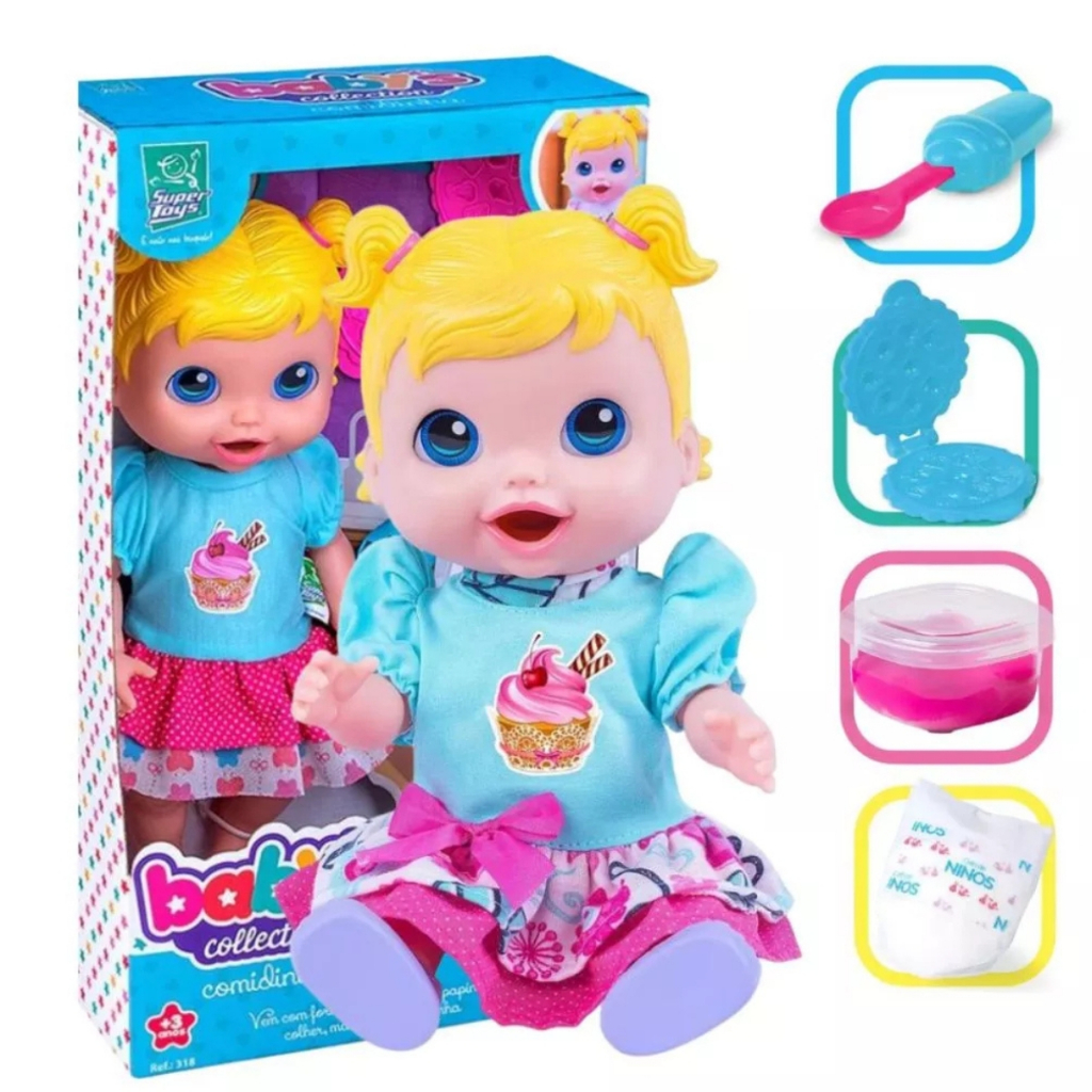 Boneca Baby Alive Comidinha Menina Come E Faz Caquinha Com Acessórios Super Toys Fralda Massinha