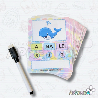 FICHAS PARA ALFABETIZAÇÃO PLASTIFICADAS – SÍLABAS NUMERADAS (COM CANETA) em Oferta na Shopee