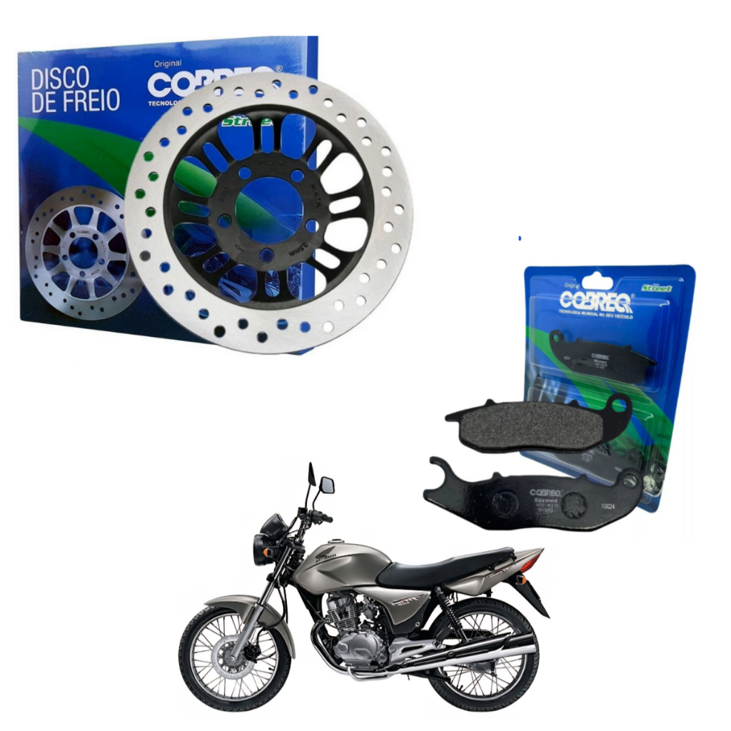 Disco Freio Dianteiro + Pastilha Moto CG 150 TITAN ESD 2009 2010 2011 2012 2013