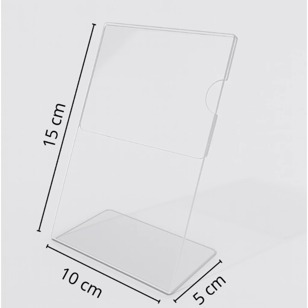 Display Placa Acrílico Expositor L Mesa 10x15 Cardápio Panfleto Aviso Acrílico Transparente