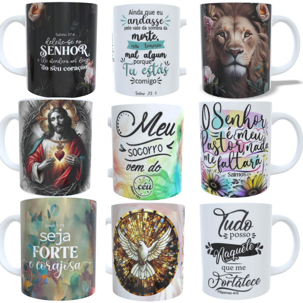 Caneca Gospel Evangélica Católica - Presente Religioso Fé – Versículos, Salmo, Bíblia - Diversos