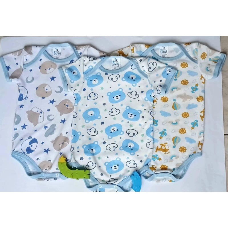 Kit Body Manga Curta Estampado Menina e Menino 3 body