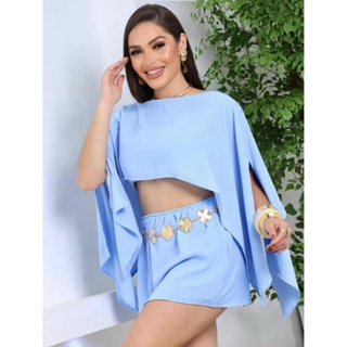 Conjunto Feminino 3 Peças Capa Blusa e Short Saia em Oferta na Shopee