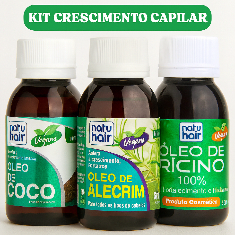 Kit Terapia Capilar Óleo de Coco + Rícino + Alecrim NATUHAIR 60ml em Oferta na Shopee