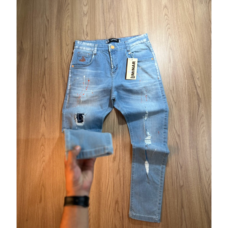 CALÇA JOGADOR MASCULINA JEANS CLARA ORIGINAL LIMINAR JEANS(RASGADINHA) em Oferta na Shopee