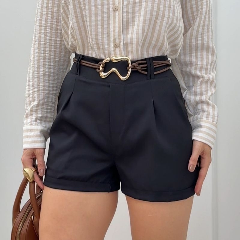 Short Alfaiataria Feminino – Várias Cores P M G GG Social  – Elegante e Confortável  – Look Chic em  Moda Versátil