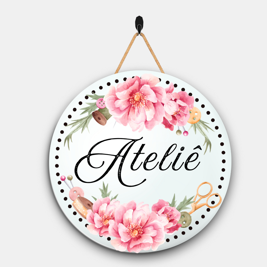 Enfeite de Porta Crochê Tricô Costura Artesanato enfeite 20cm mdf Semi brilho Perfeito