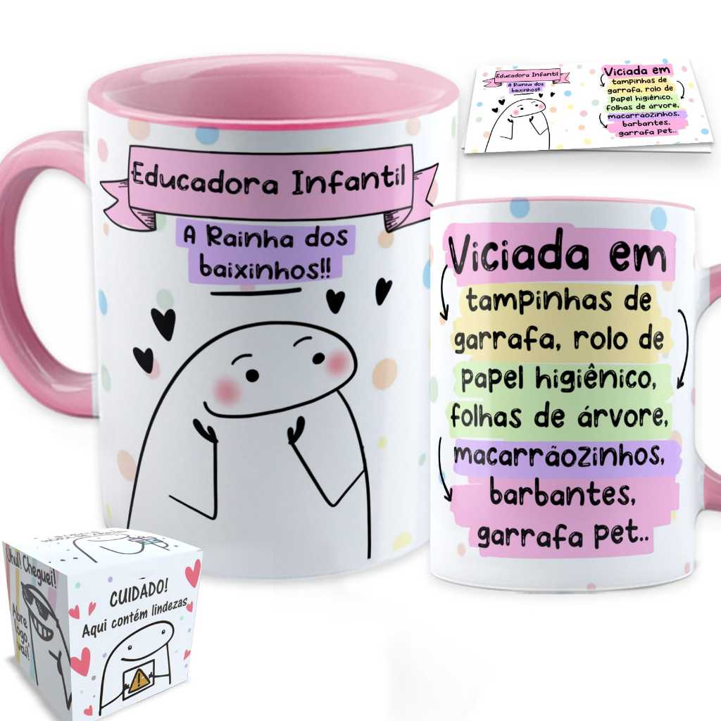 Caneca Personalizada Professora Educadora Infantil Educação Dia dos Professores Flork Porcelana