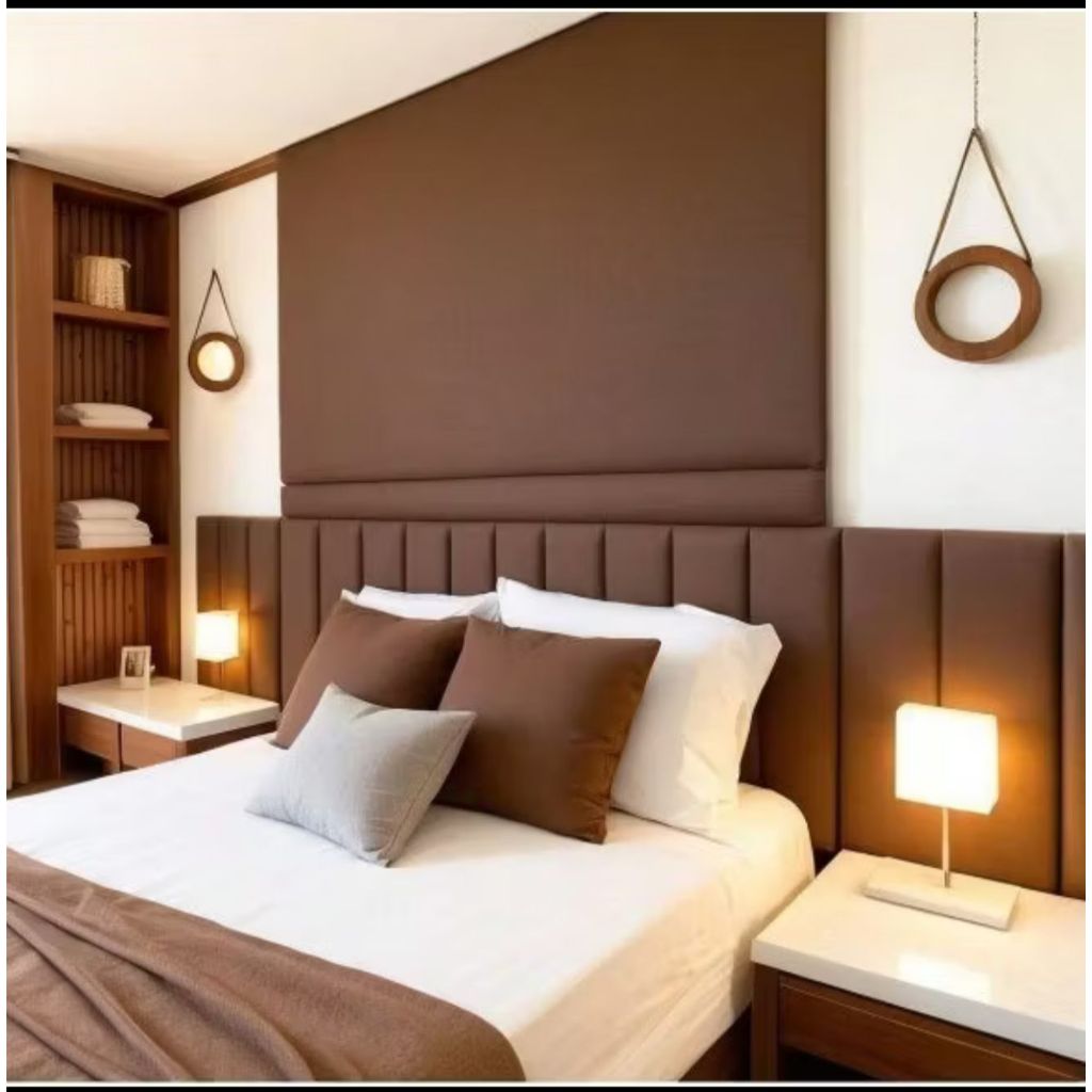 Kit 5 ate 10 Cabeceira Estofada Premium Autocolante Cama Solteiro Casal Queen King Placa Decorativa 45x20cm