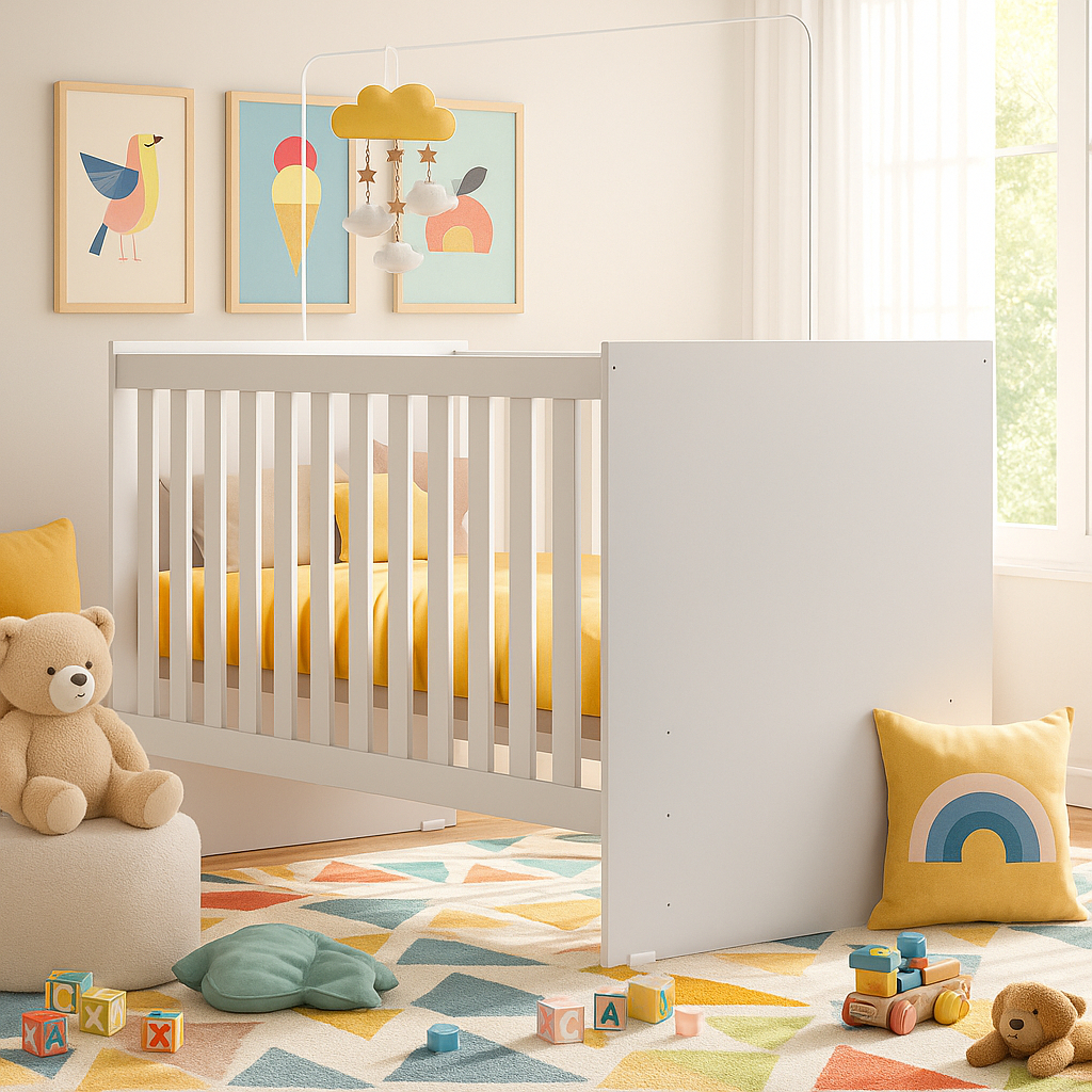 Mini Berço Life em MDF com Grade Removível Rodízios e 3 Níveis de Altura Berço Moderno para Bebê