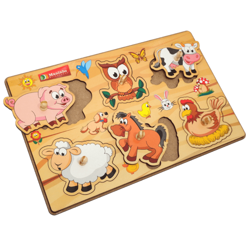Puzzle Quebra Cabeça Painel Divertido Fazendinha Em Madeira Educacional