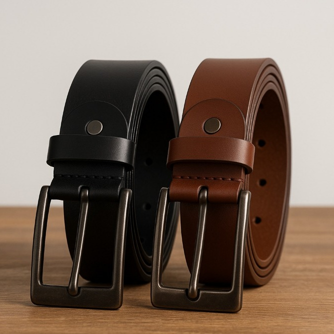 Cinto Masculino Social Ajutável Couro Sintético Fivela Larga Metal Elegante Resistente