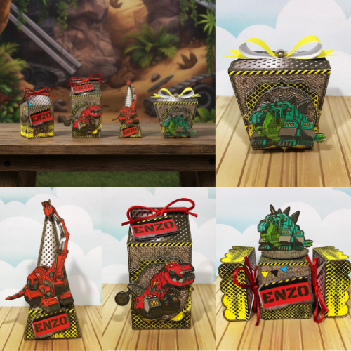KIT MONTADO - kit personalizados DINOTRUX MENINO, lembrancinhas caixinhas mimos de aniversário festa infantil