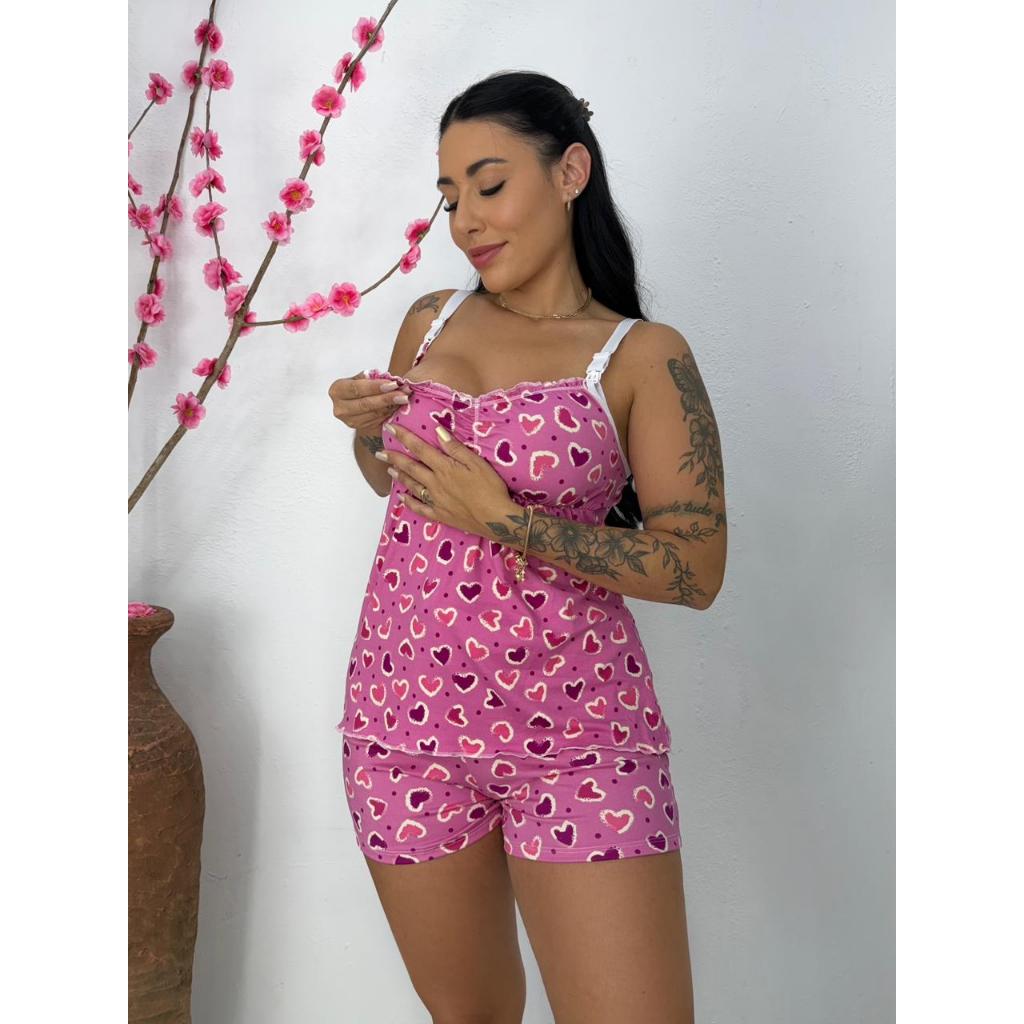 Baby Doll Amamentação Gestante Confortável Lactante Pijama Feminino — imagem 2 de 2