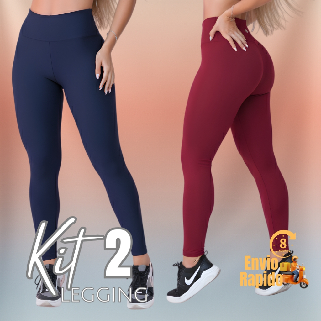 Legging Zero Transparência Kit 2 Feminina Cintura Alta Suplex Academia Lisa