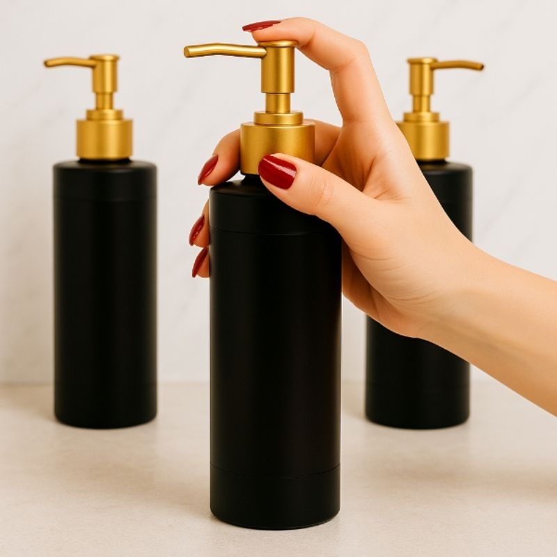 kit 3 Frasco Refil Luxo 500 ml com Válvula Dourada  Recarregável e Resistente em Oferta na Shopee