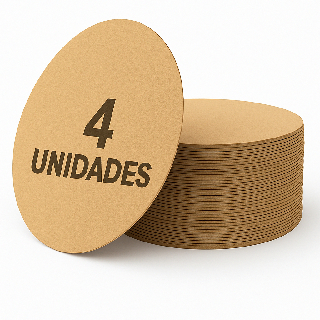 Kit Sousplat 4 Bolachas 35x35 Cru Circulo Base MDF - Decoração de Mesa, Artesanato, Supla, Suplat, Disco Redondo