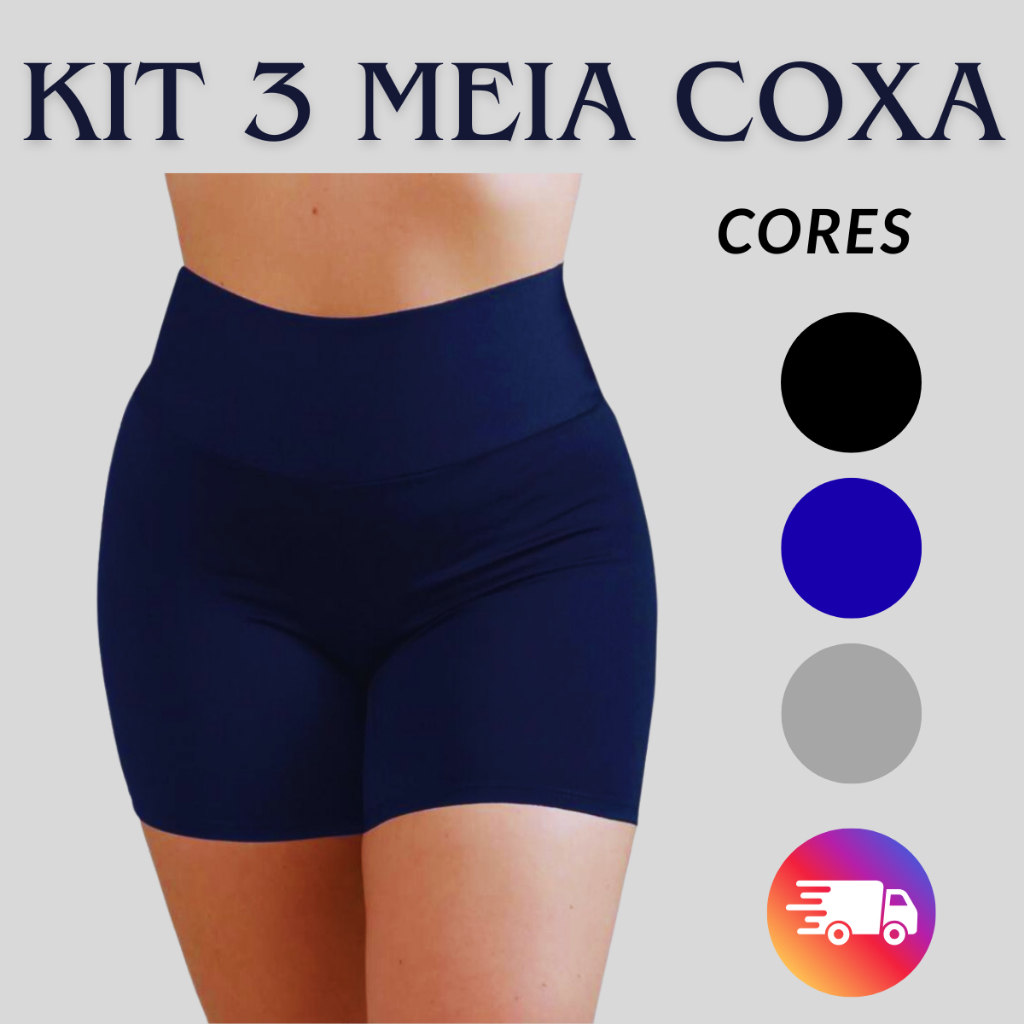 KIT 3 Shorts feminino Bermudinha Academia Bermuda Malhar Cintura alta