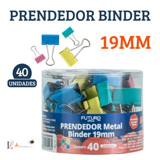 Kit com 40 Unidades Prendedor De Papel Binder Metal Clips Borboleta Colorido 19mm em Oferta na Shopee
