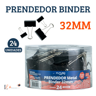 Kit com 24 Unidades Prendedor De Papel Binder Metal Clips Borboleta Preto 32mm em Oferta na Shopee