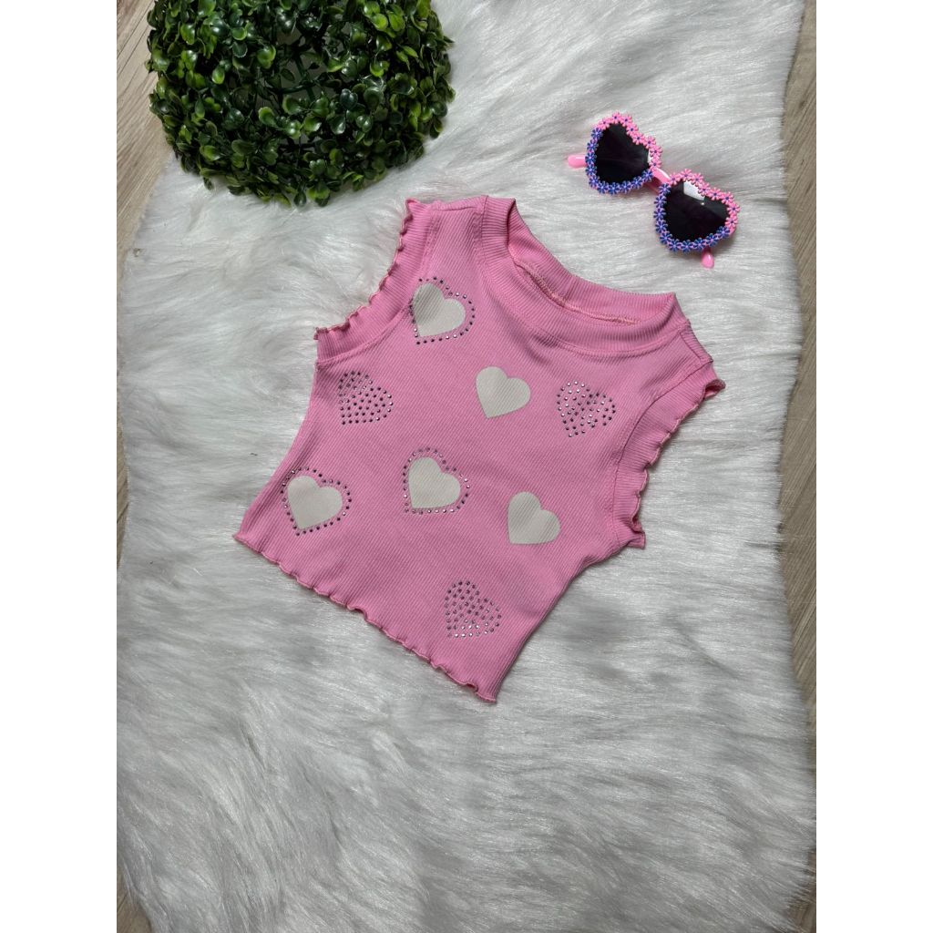 Blusinha Regata Infantil com Strass Moda Verão 04 ao 10 Anos — imagem 2 de 2