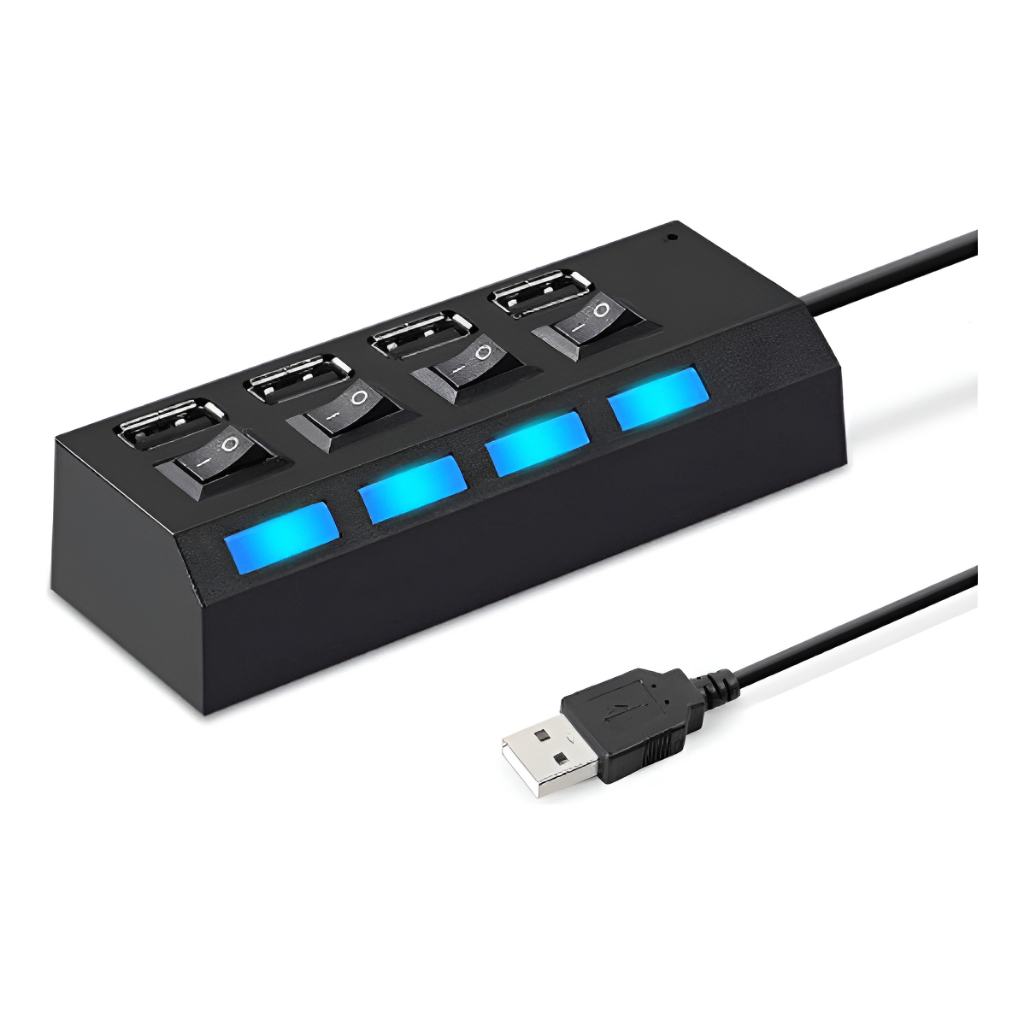 hub usb tipo Lehmox Ley-21 4 Portas 60cm Led Azul Preto para impressora notebook ipad