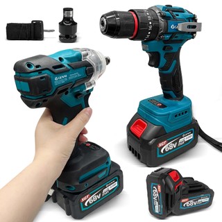 Kit Chave de Fenda Brushless Chave de Impacto + Furadeira de Impacto 68V