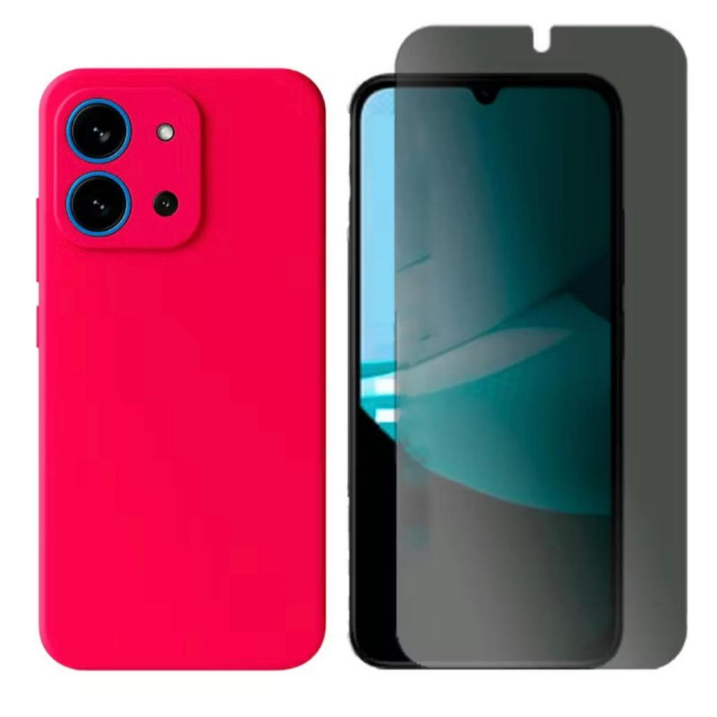 Capa Capinha Slim Aveludada Anti Impacto Colorida + Película Privacidade Para Xiaomi Poco C85