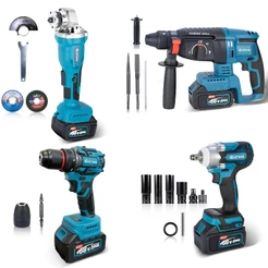 Kit 4 em 1 Ferramentas Motor 68V Brushless 2 Baterias Com Maleta Parafusadeira Furadeira Esmerilhadeira Lixadeira