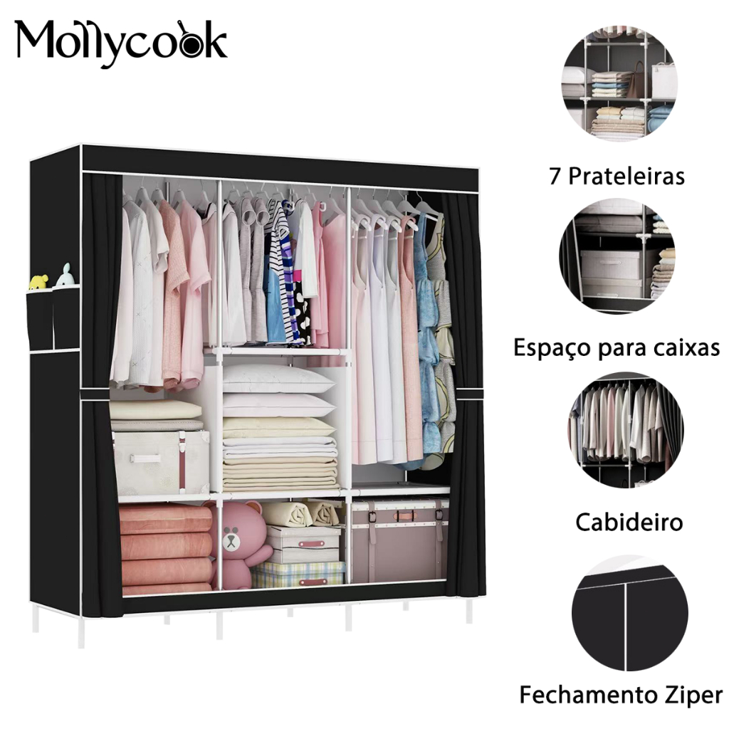 Guarda-Roupa Inteligente com Montagem Rápida em Oferta Shopee