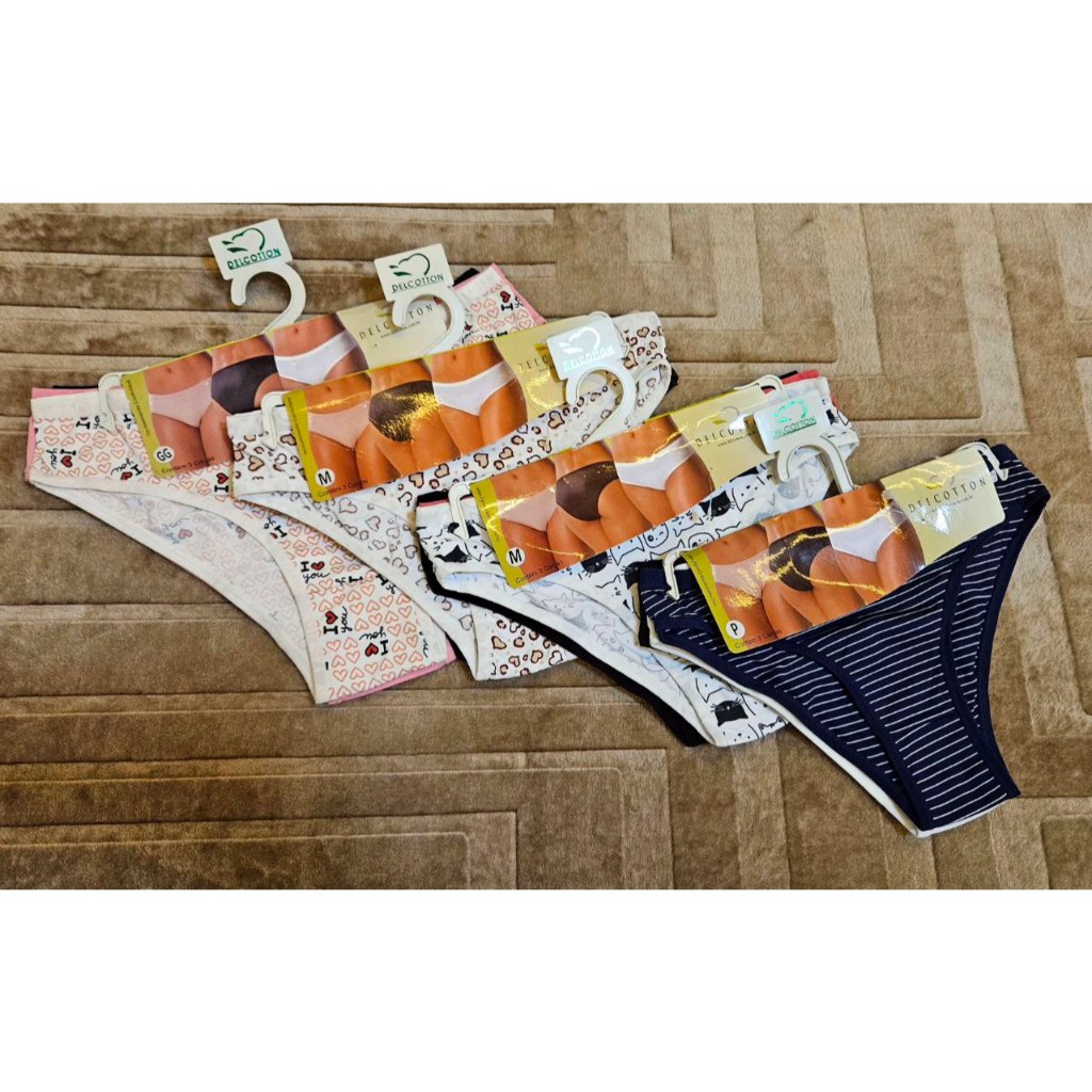 Kit com 3 Calcinhas Biquini Microfibra Delcotton Original em Oferta na Shopee
