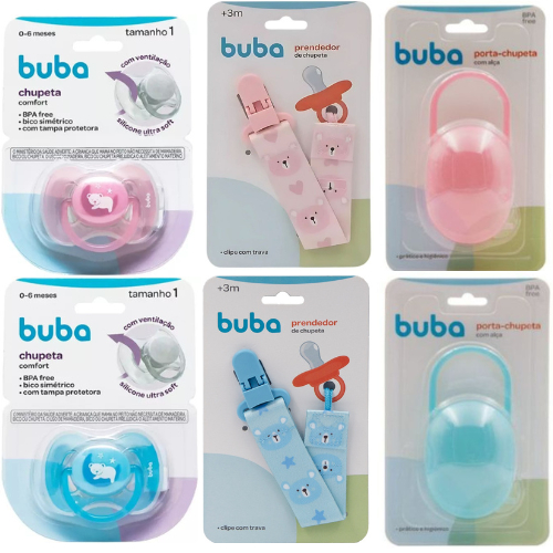 Kit Prendedor + Chupeta + Porta Chupeta Kit para Chá de Bebê Buba
