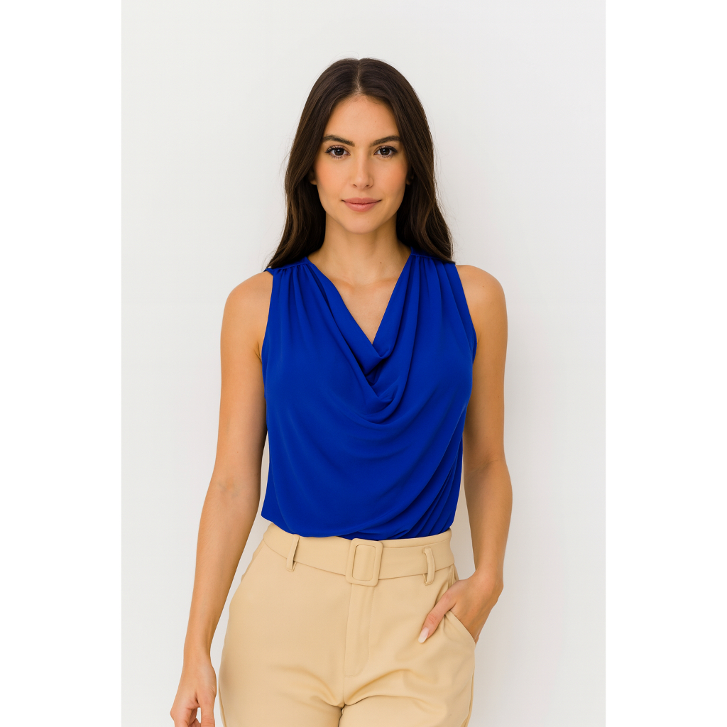 Blusa Gola Boba Feminina Soltinha Decote Drapeado Elegante Suplex Premium Toque de Poliamida Confortável em Oferta na Shopee