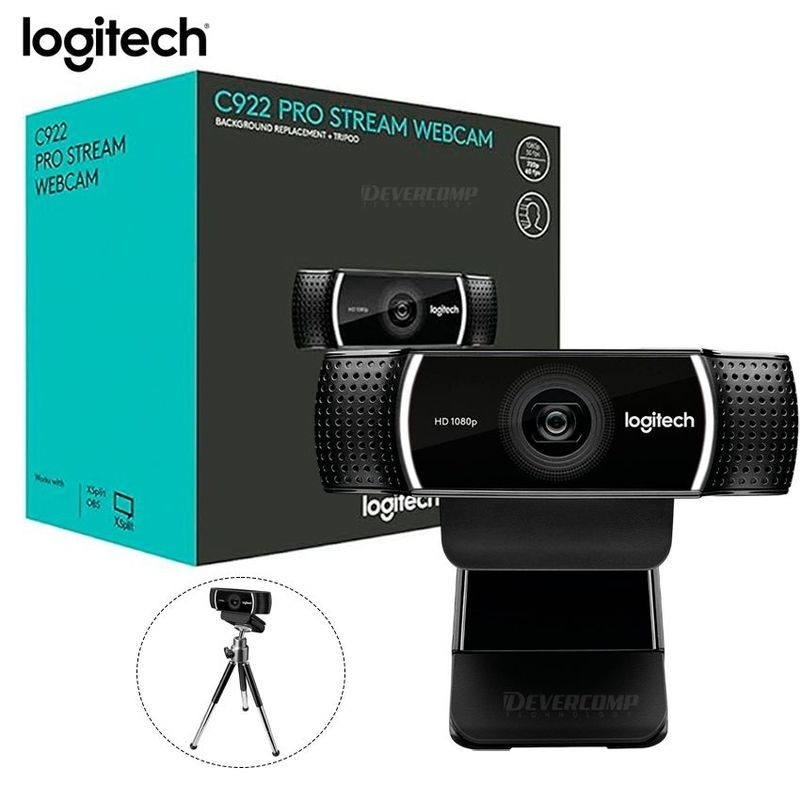 Webcam Logitech C922 Pro HD Stream Full HD com TRIPÉ