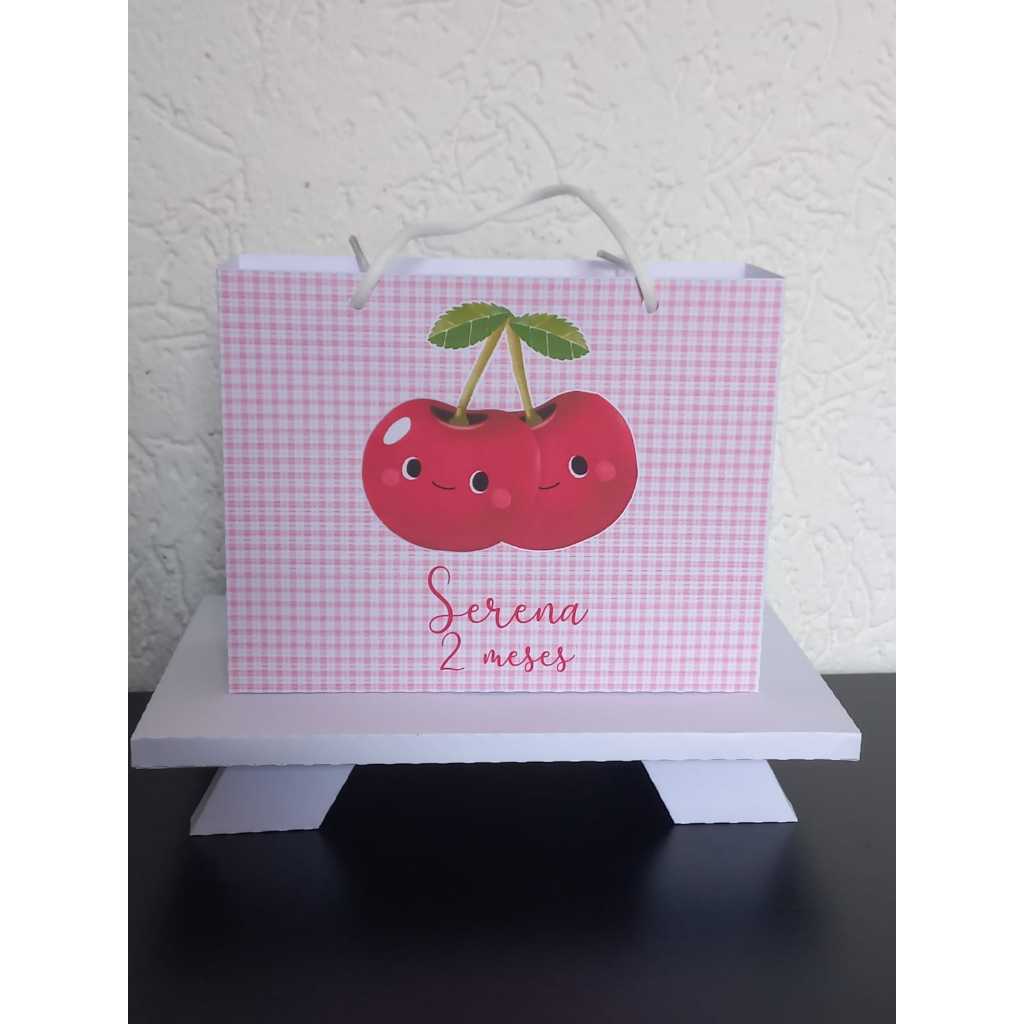 SACOLINHA PEGUE E MONTE PERSONALIZADA CEREJINHA - Lembrancinha personalizada  para festa