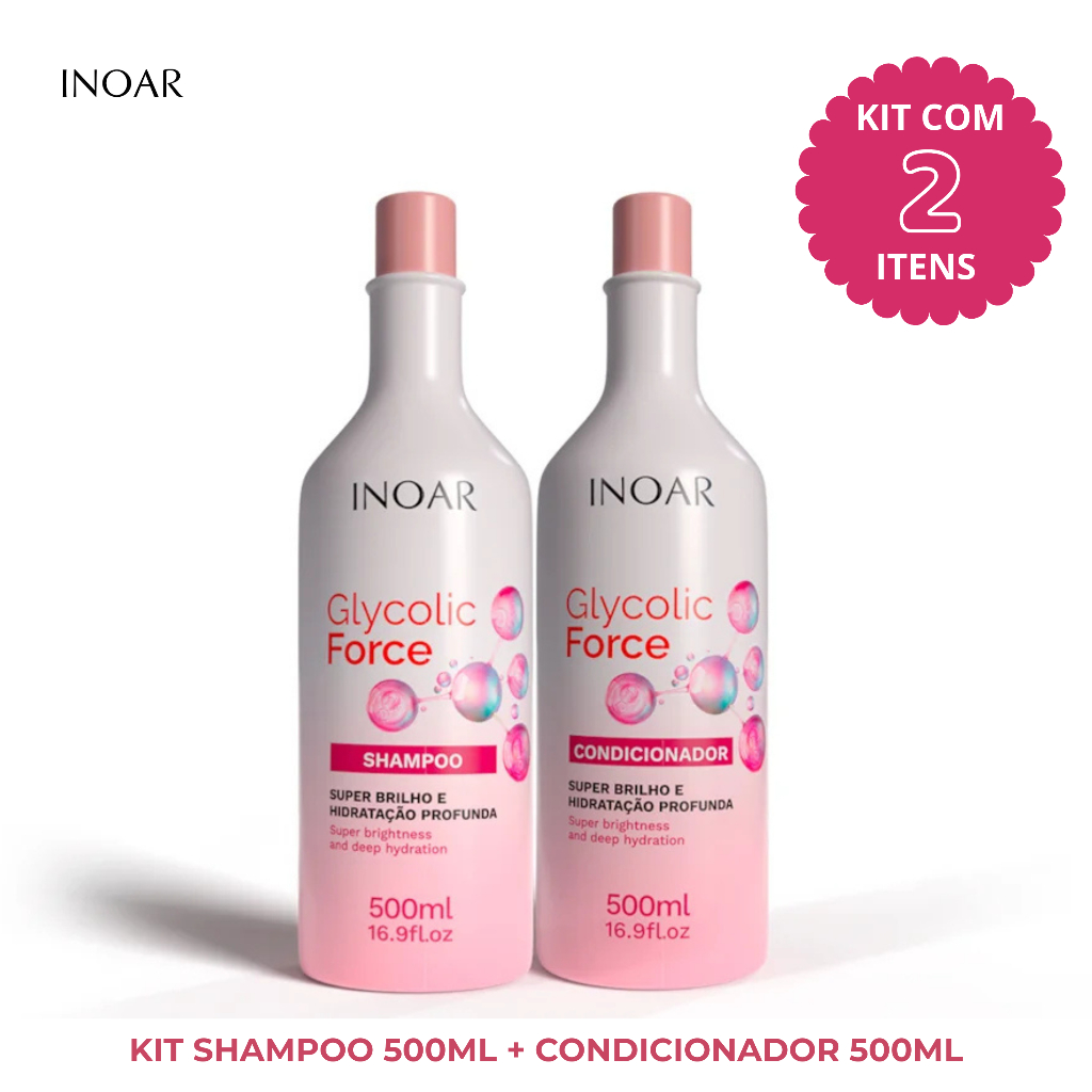 Kit Inoar Glycolic Force Shampoo 500ml + Condicionador 500ml em Oferta na Shopee