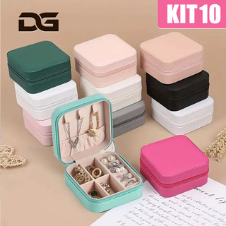KIT 10/6 Porta Joias Portátil Mini Porta Joia com Divisões Brincos Colares caixa de armaz…